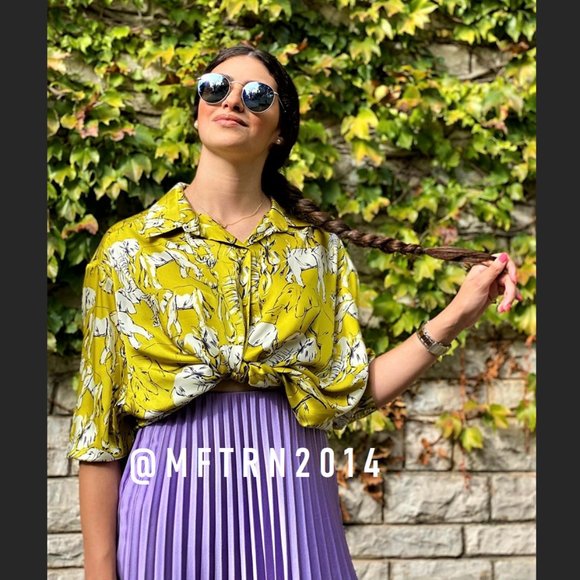 BLOGGER FAVE! ZARA Flowy Printed Button-Up Shirt - Picture 10 of 16